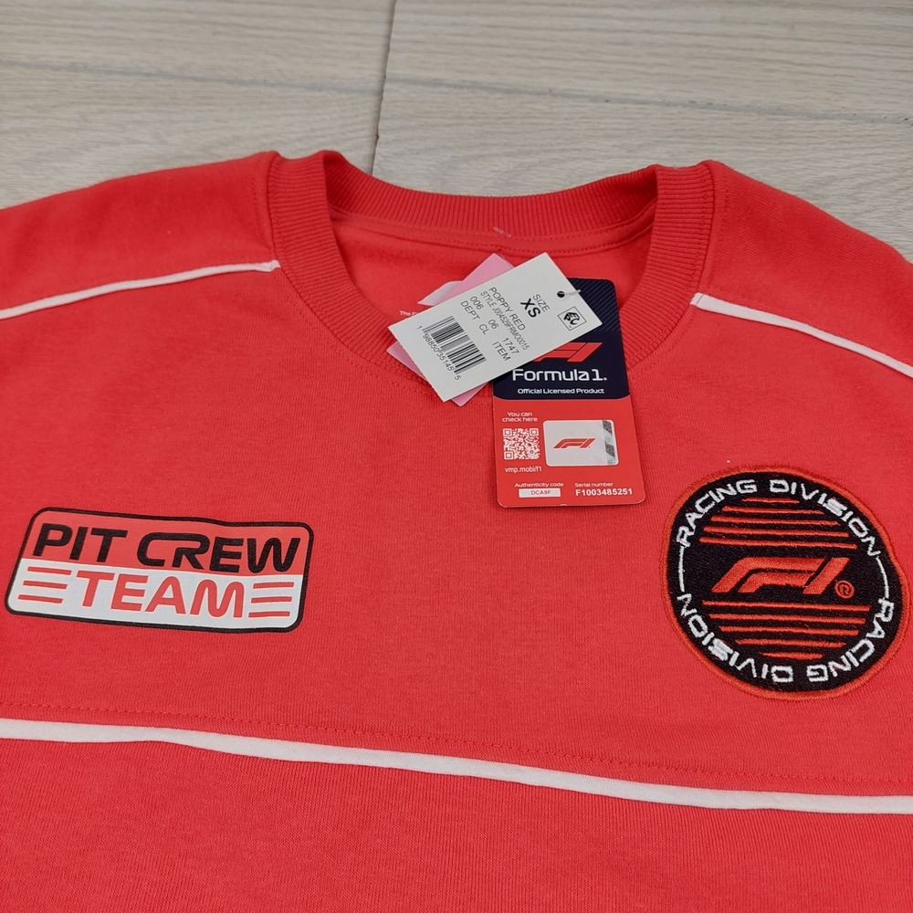Formula‎ 1 Racing Division Pit Crew Team Sweatshirt Mens XS Red Crewneck New